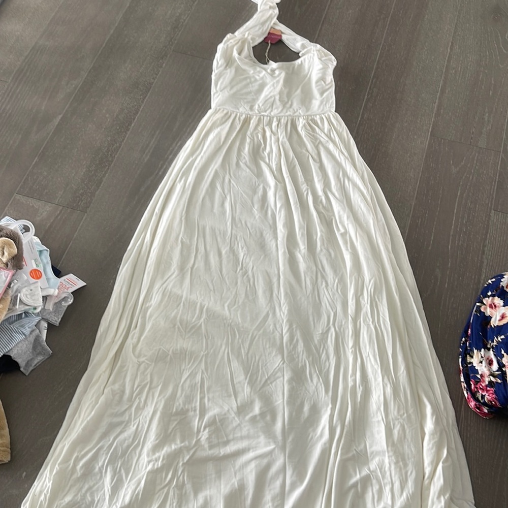 Pink blush white/cream maternity dress
